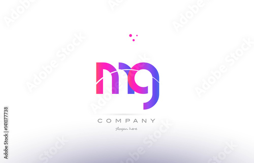 mg m g pink modern creative alphabet letter logo icon template