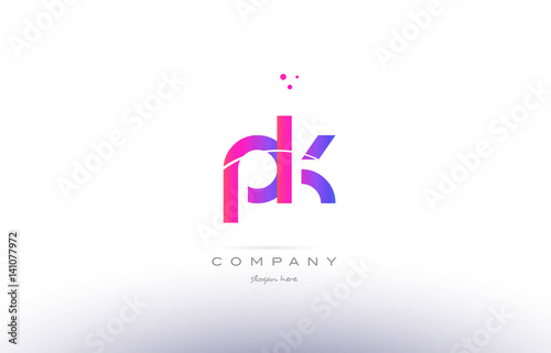 pk p k pink modern creative alphabet letter logo icon template