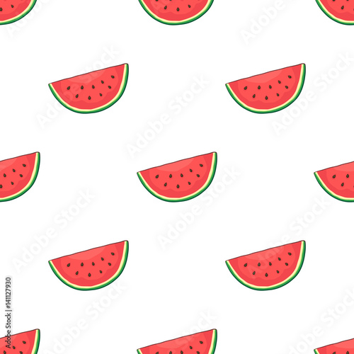 Vector illustration. Seamless pattern with watermelon slice. Healthy vegetarian food. Decoration for gift paper, prints for clothes, textiles, wallpapers