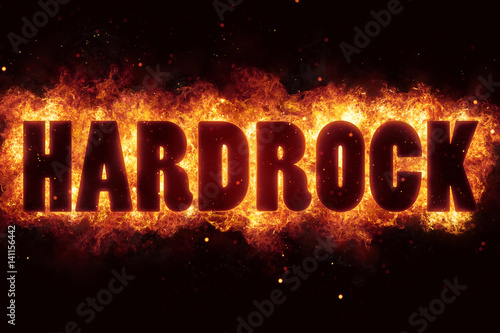 hardrock rock music text on fire flames explosion