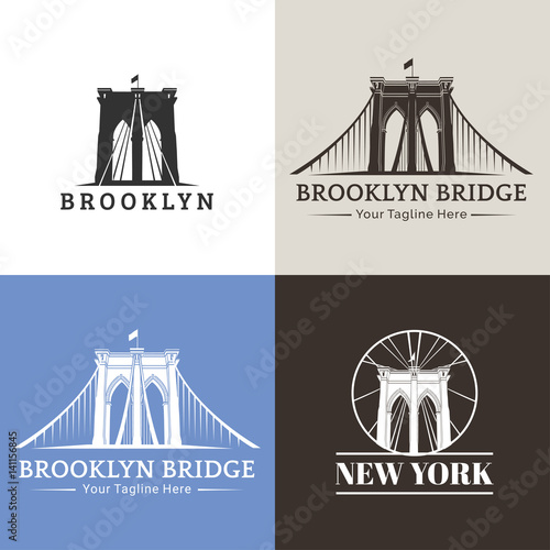 New York symbol - Brooklyn Bridge - vector illustration