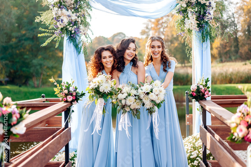 Beautiful bridesmaids at the wedding.