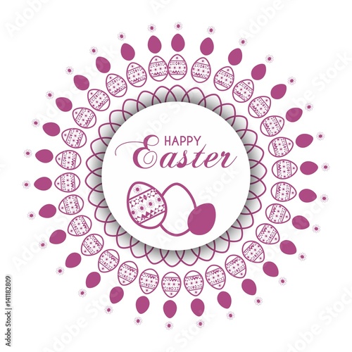 happy easter card with decorative wreath 