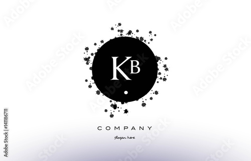 kb k b circle grunge splash alphabet letter logo vector icon template