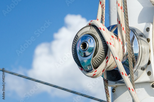 Detail of a Winch on a Sailing Boat