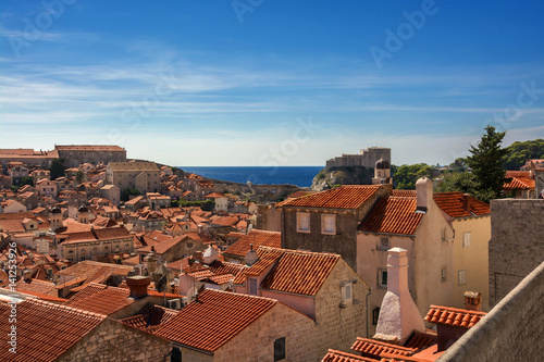 A view of Old Town Dubrovnik and Fort Lovrijenac in Croatia