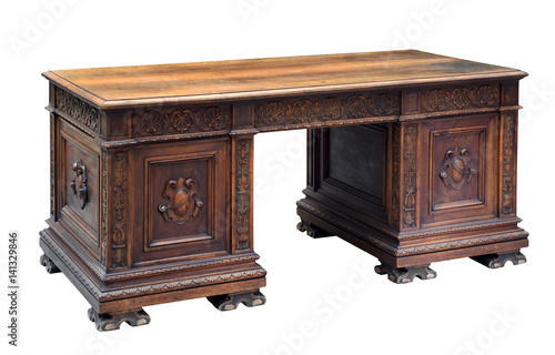 Antique carved mahogany writing desk