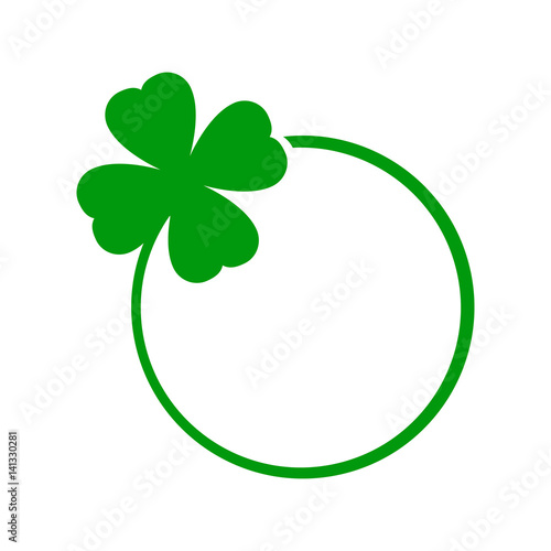 Icono plano trebol tallo en circulo verde