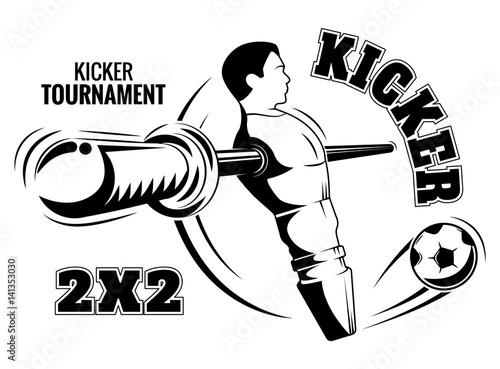 Table football emblem. The kicker is a poster.