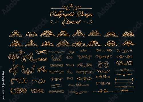 calligraphic design elements set