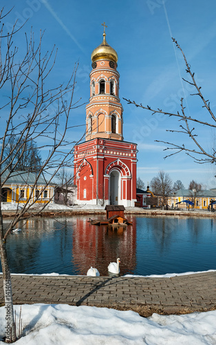 The bell tower of the ascension of David Desert Chekhov district of Russia, historical and cultural monuments of Christianity