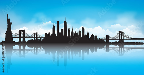Blue Sky New York City Skyline Vector