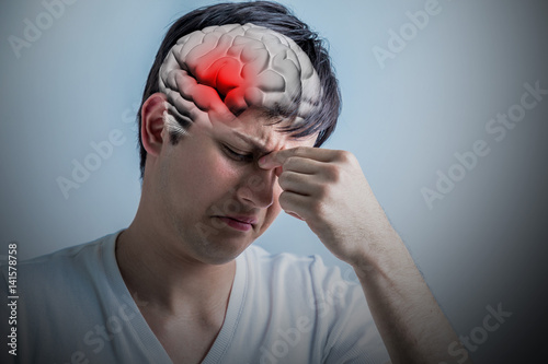 brain stroke concept, headache, cerebral hemorrhage, 3D rendering