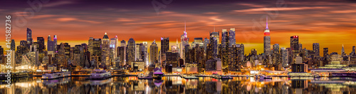 New York City panorama at sunrise.