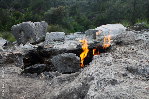 Yanartas (burning stones) is a geographical feature near the Olympos valley and national park in Antalya Province in southwestern Turkey.