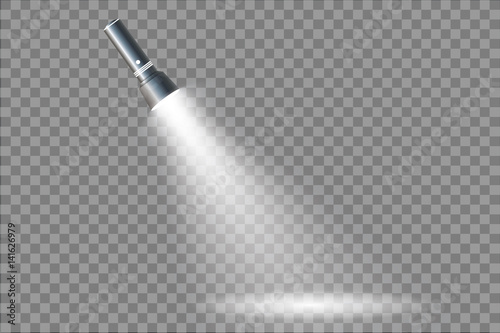 flashlight on a transparent background.Shine.lighting the space.metal. 