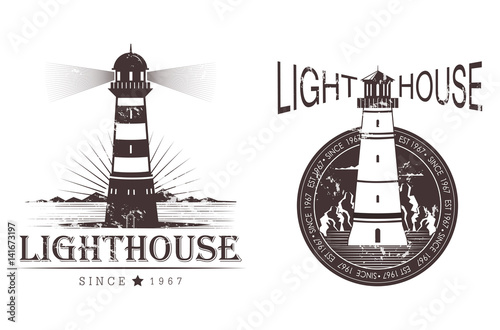 Sketch of lighthouse at port or beacon