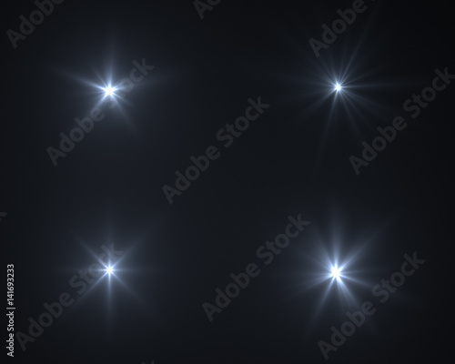 Realistic digital lens flare in black background