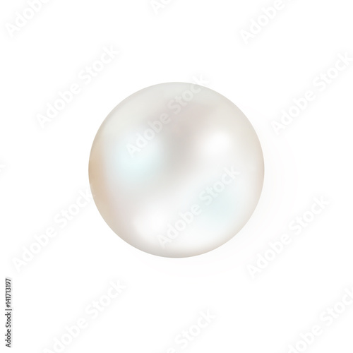 Pojedyncza biała naturalna ostrygowa perła z masy perłowej macicą perłową zewnętrzną odizolowywającą na białym tle