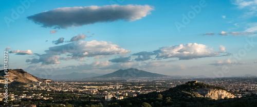 the plain between Naples and Caserta with the Vesuvius volcano in the middle