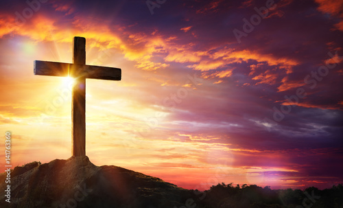 Crucifixion Of Jesus Christ - Cross At Sunset 