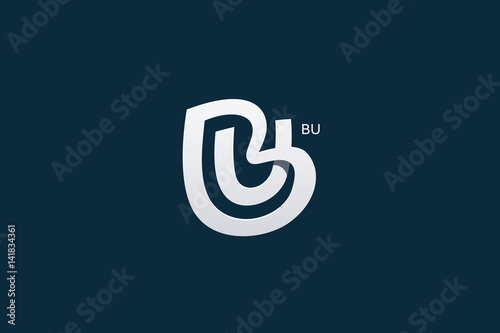 Letter B and U Monogram Logo Design Vector