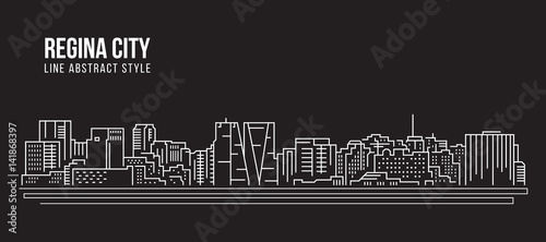 Cityscape Building Line art Vector Illustration design - Regina city