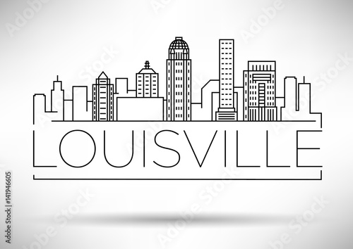 Minimal Louisville Linear City Skyline with Typographic Design