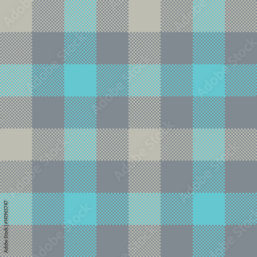 Blue gray check plaid seamless pattern