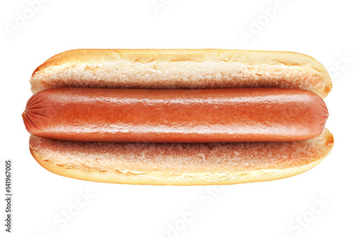 Hot dog with big sausage isolated on white background