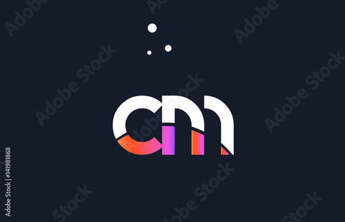 cm c m pink purple white blue alphabet letter logo icon template