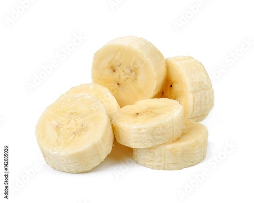 Slice banana isolated on white background