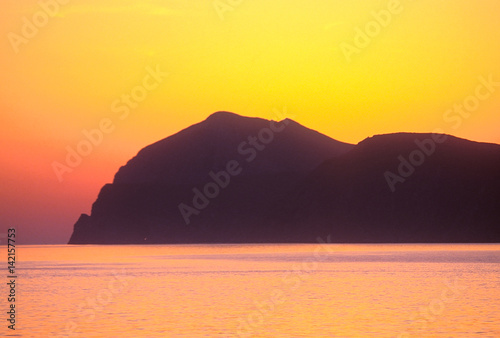 AMORGOS ISLAND, GREECE: First light over Amorgos Island