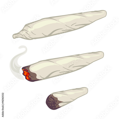 Marijuana joint, spliff, smoking drug cigarette vector illustration
