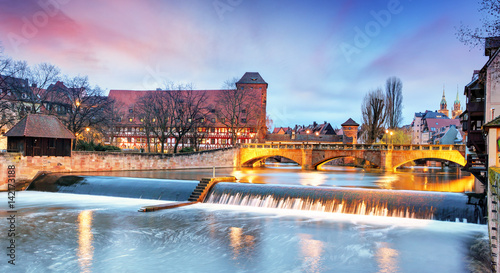 Nuremberg town - The riverside of Pegnitz river, Germany