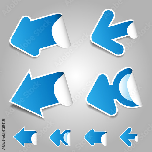  Blue Paper Cut 3D Arrows Set 