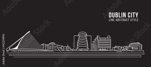 Cityscape Building Line art Vector Illustration design - Dublin city