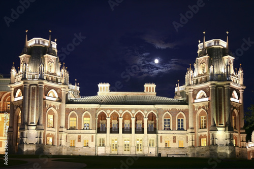 Museum-reserve "Tsaritsyno" moonlit night. The right wing of the Grand Palace. Moscow, Russia