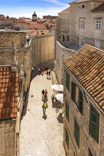 Street in Old Town Dubrovnik, view from City Walls