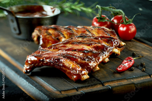 Spicy hot grilled spare ribs from a summer BBQ