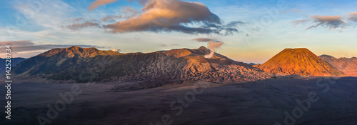 Panoramic view of sunrise in Mount Bromo, Indonesia
