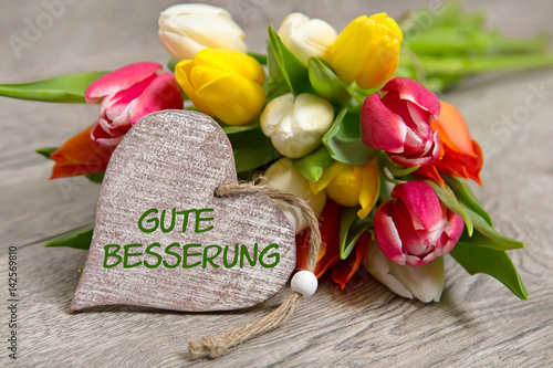 Tulpen und Herz: Gute Besserung!