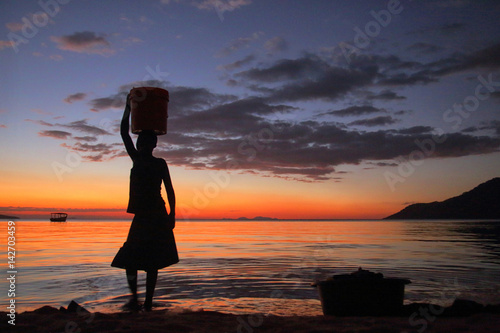 19.05.2016, Africa, Malawi, Lake Nyasa, Sunset on Lake Nyasa