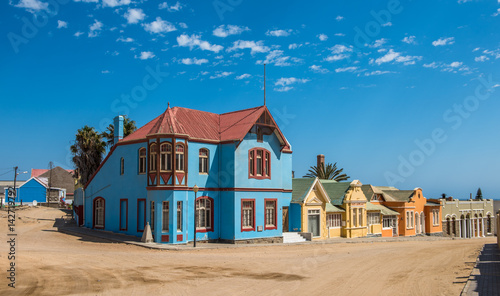 Colorful houses in Luderitz, german style town in Namibia