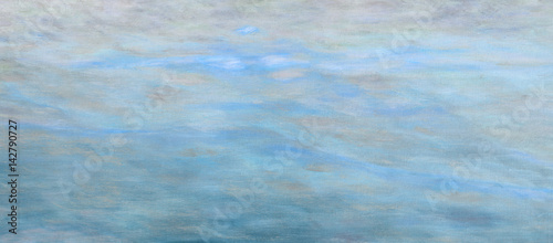 Abstract cloud sky light blue oil paint background with brush stokes on canvas. 