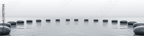 Zen stones panorama in the sea