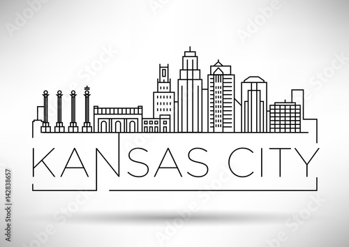 Minimal Kansas Linear City Skyline with Typographic Design