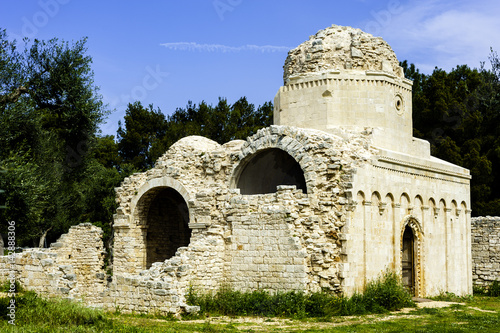 Balsignano in the town of Modugno, Puglia - Italy.Ruins of the church of S. Felice which happens to be one of the first examples of Apulian Romanesque with Byzantine and Arab art influences