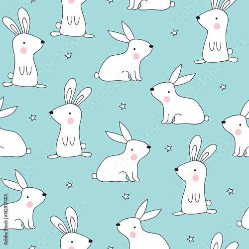 seamless rabbit pattern vector illustration