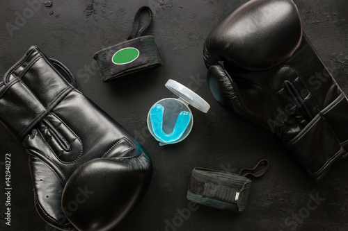 Boxer accessories - gloves, bandages, mouth guard